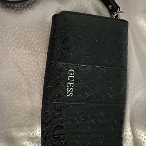 Guess Embossed Black Wristlet